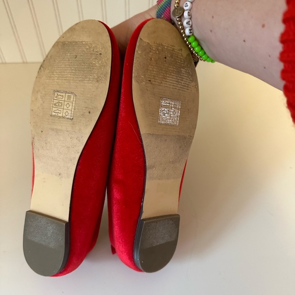 Red Velour Ballet Flats - Picture 2 of 3